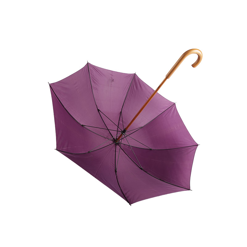 Umbrelă dreptă Pongee cu mâner din lemn violet-0E6B0064