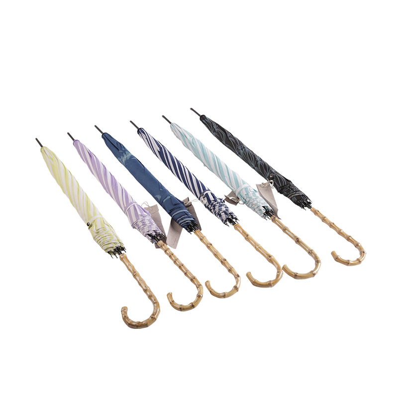 Pongee pentru tineret cu dungi albastre cu umbrelă dreaptă acoperită cu UV-0E6B0129