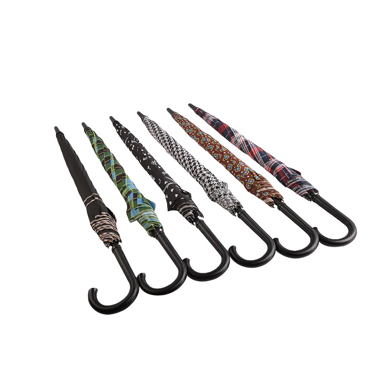 Umbrelă dreptă Pongee cu dungi în trei culori-0E6B0378