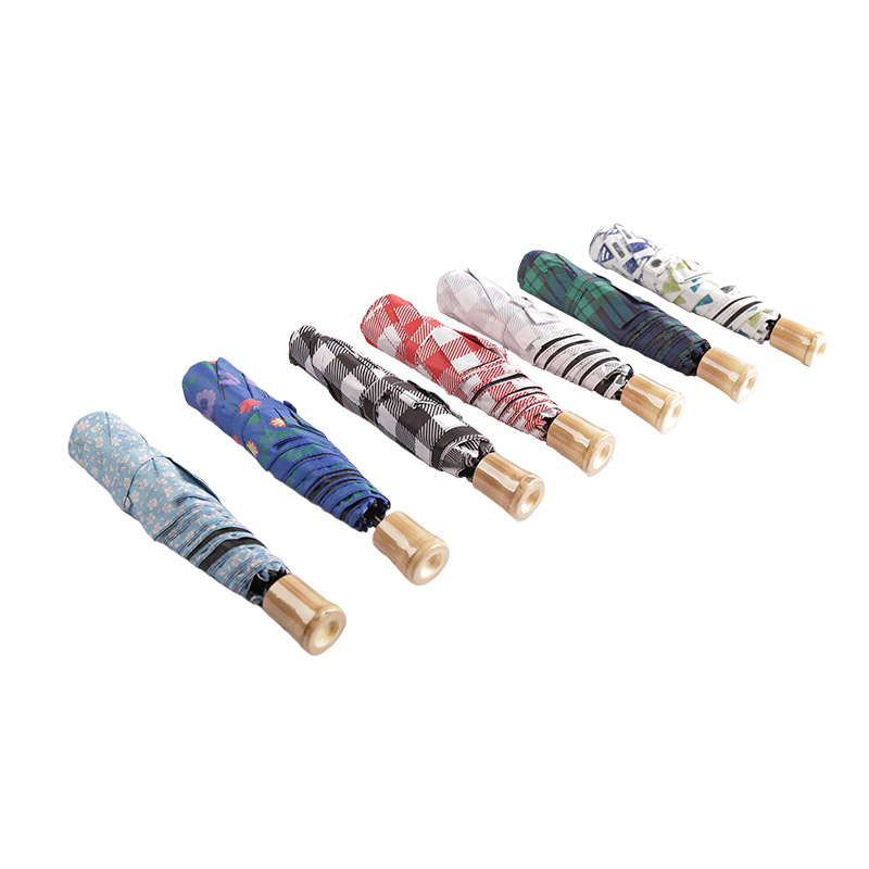 Pongee mini cu modele multiple cu umbrelă în trei ori acoperită-0E6B0423