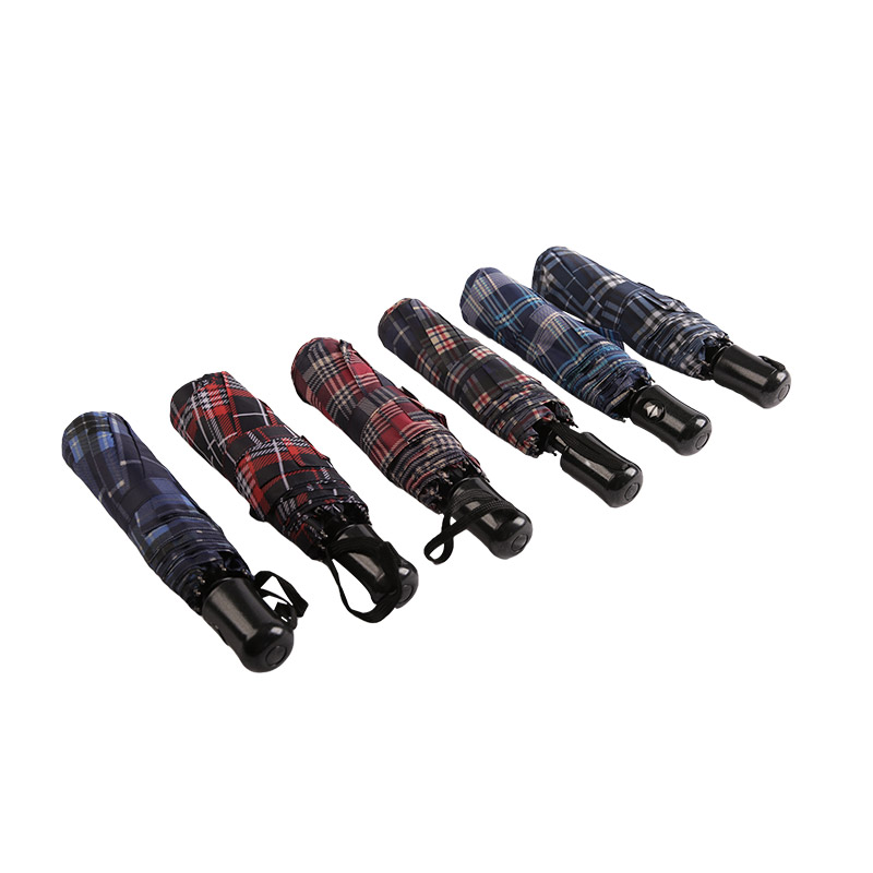 Striped Lattice Shrink Pongee Umbrelă triplă-0E6B0432