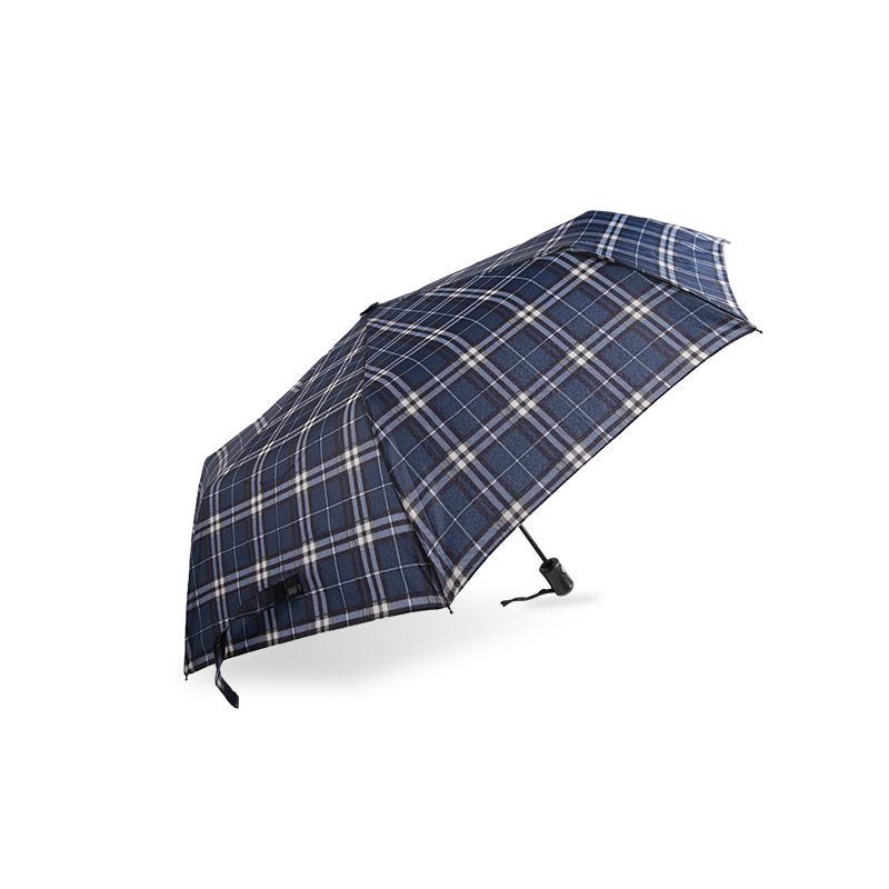 Striped Lattice Shrink Pongee Umbrelă triplă-0E6B0432