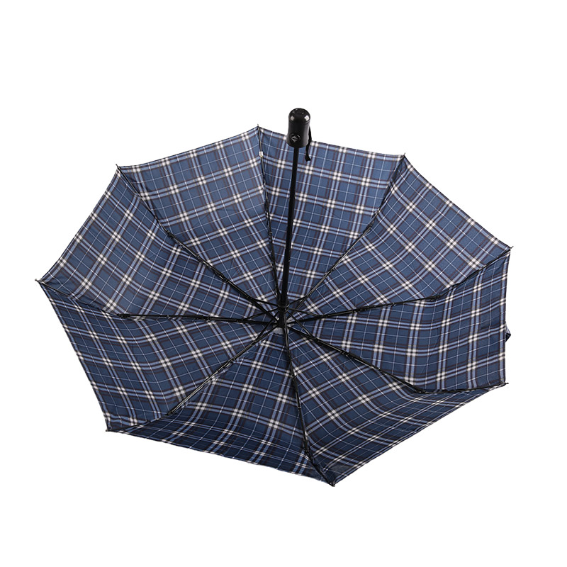 Striped Lattice Shrink Pongee Umbrelă triplă-0E6B0432