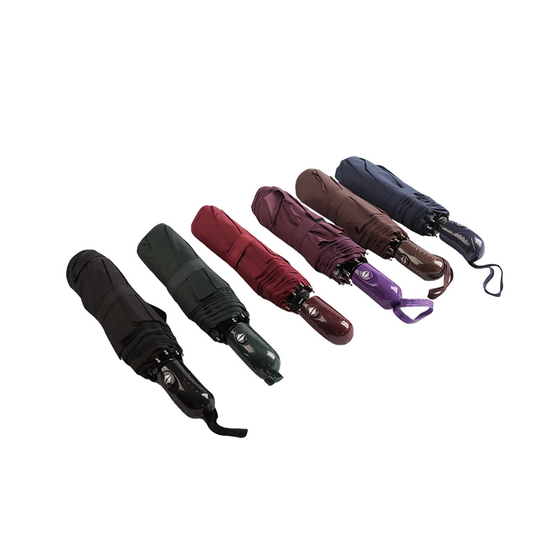 Umbrelă cu trei orificii, Pongee, rezistentă la ploaie, de culoare închisă-0E6B0491