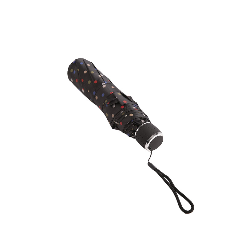 Mini Polka Dots Pongee Umbrelă triplă-0E6B0499
