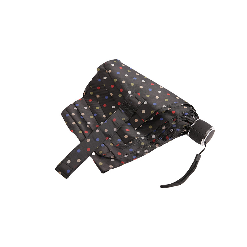 Mini Polka Dots Pongee Umbrelă triplă-0E6B0499