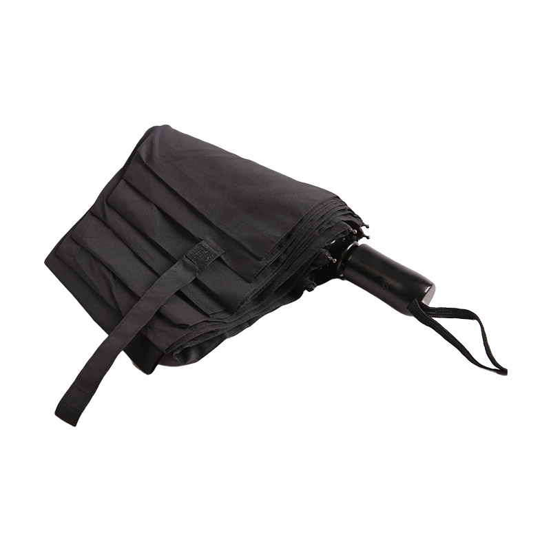 Pure Black Business Style Pongee Umbrelă triplă-0E6B0542