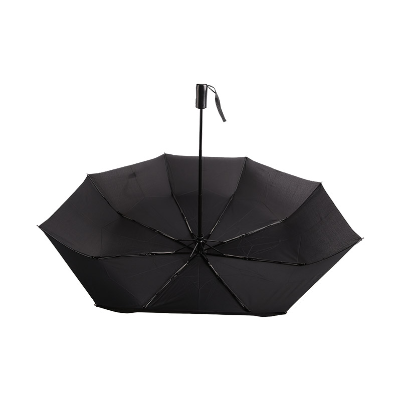 Pure Black Business Style Pongee Umbrelă triplă-0E6B0542